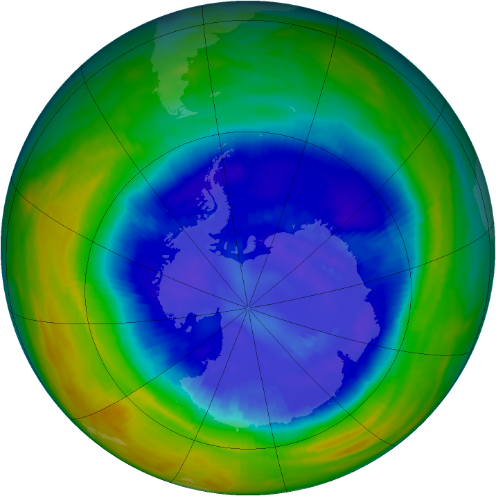Antarctic ozone map for 11 September 1992